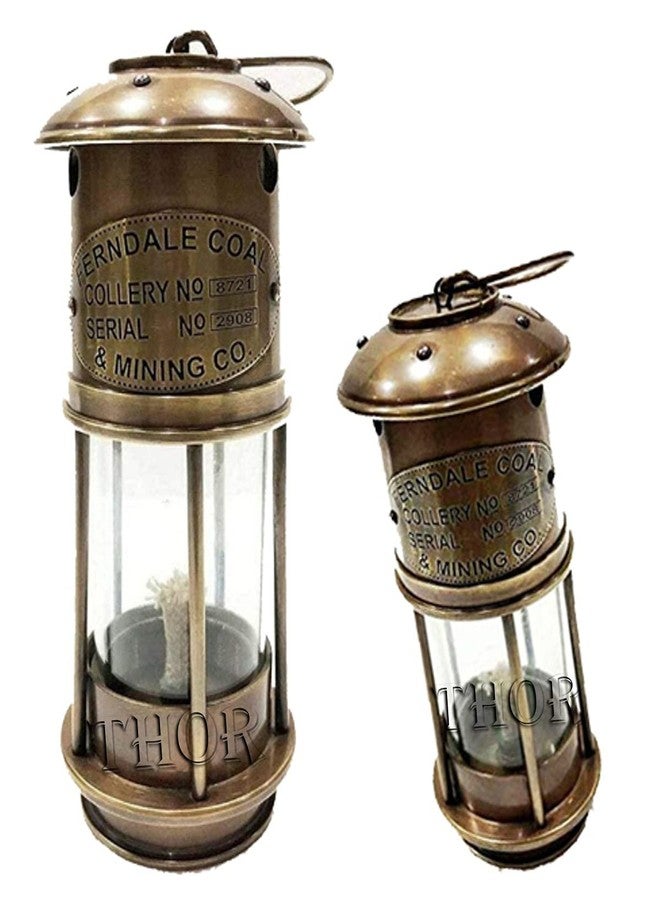 THOR INSTRUMENTS Antique Style Nautical Brass Miner Ship Lantern Oil Lamp Vintage Maritime Decor 6" Rustic Vintage Home Decor Gifts - Image 1